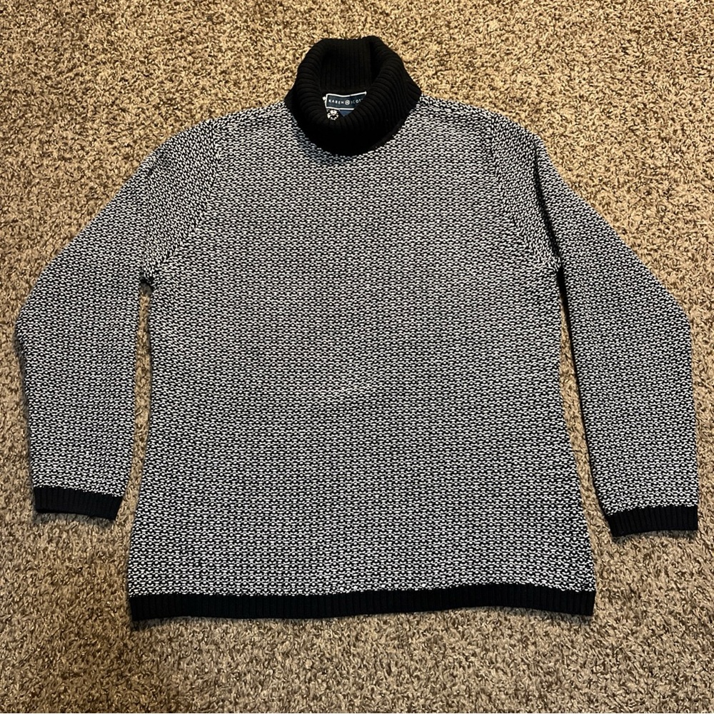 Karen Scott Black and White Turtleneck Sweater